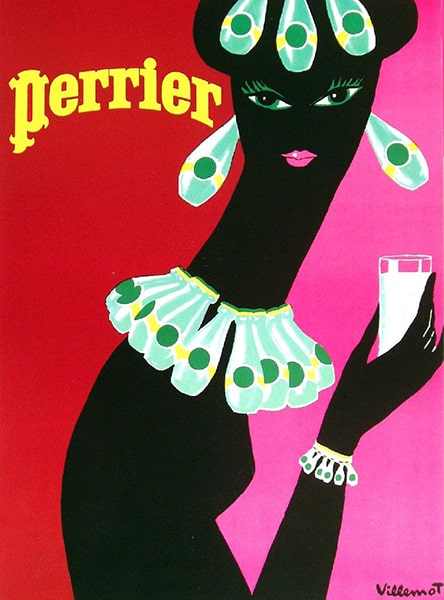 affiche de la femme Perrier de Bernard Villemot en 1977 pour motion vidéo